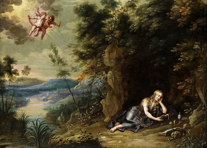 Attributed To Jan Van Balen Greeting Card featuring the painting Mary Magdalene as a Hermit by Attributed to Jan van Balen
