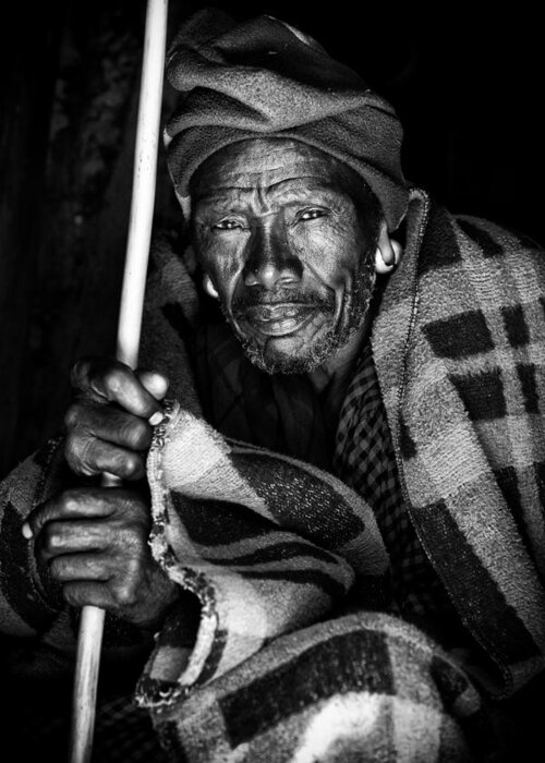 Portrait Greeting Card featuring the photograph Masai Chief by Goran Jovic