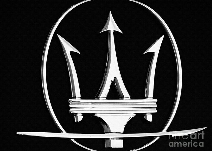 Maserati Greeting Card featuring the photograph Maserati's Trident badge by Stefano Senise