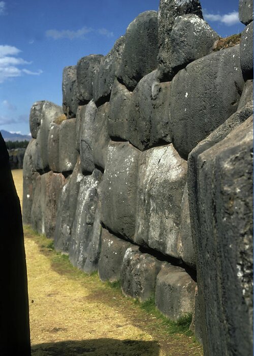 Peru Greeting Card featuring the photograph Massive stone walls by Steve Estvanik