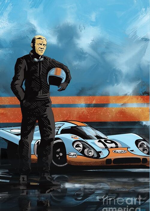 Porsche 917 Greeting Card featuring the painting Mc Queen 917 by Sassan Filsoof