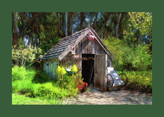 Mendocino Botanical Gardens Greeting Card featuring the photograph Mendocino Botanical Garden Shed by Thom Zehrfeld