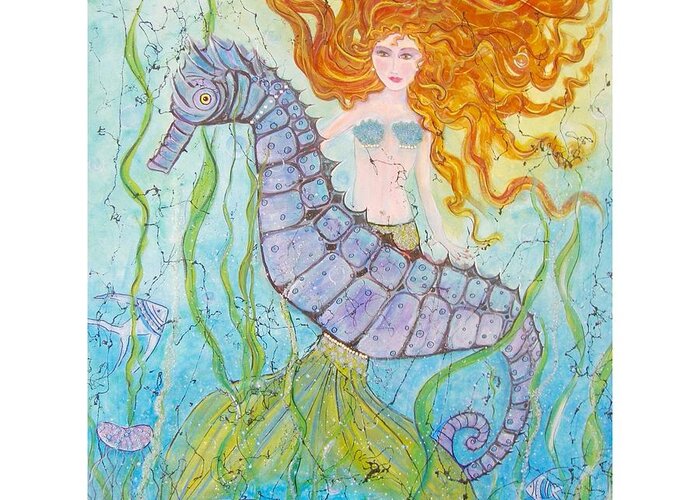 Mermaid Greeting Card featuring the painting Mermaid Fantasy by Midge Pippel