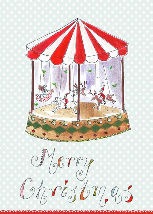 Merry Christmas Greeting Card featuring the mixed media Merry Go Round by Effie Zafiropoulou