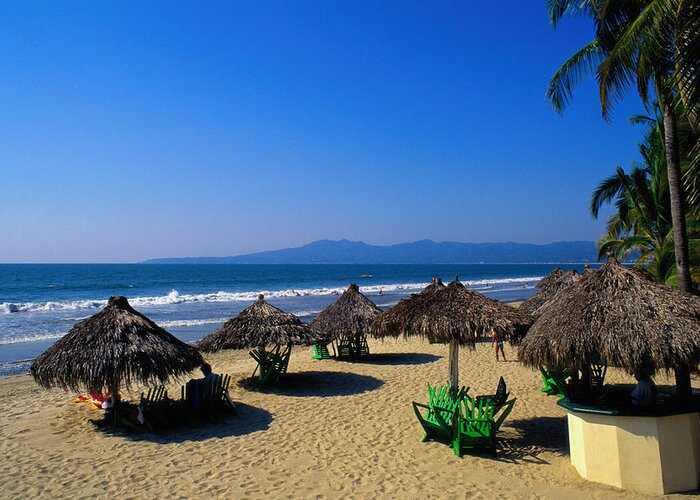 Beach Hut Greeting Card featuring the photograph Mexico, Puerto Vallarta, Grass by Adalberto Rios Lanz/sexto Sol