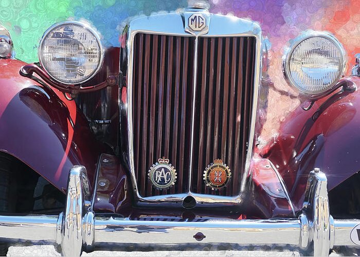 Car Greeting Card featuring the photograph MG Roadster Front End by Cathy Anderson