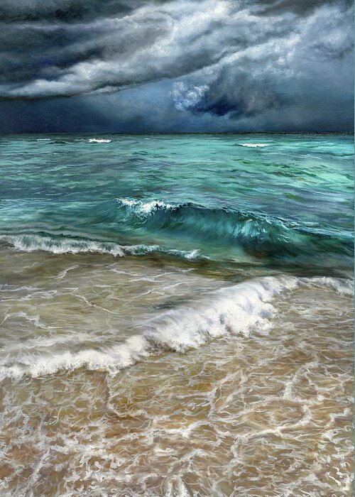 South Miami Beach Greeting Card featuring the painting Miami Beach Storm by Steph Moraca
