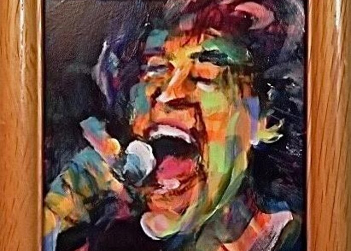Painting Greeting Card featuring the painting Mick by Les Leffingwell