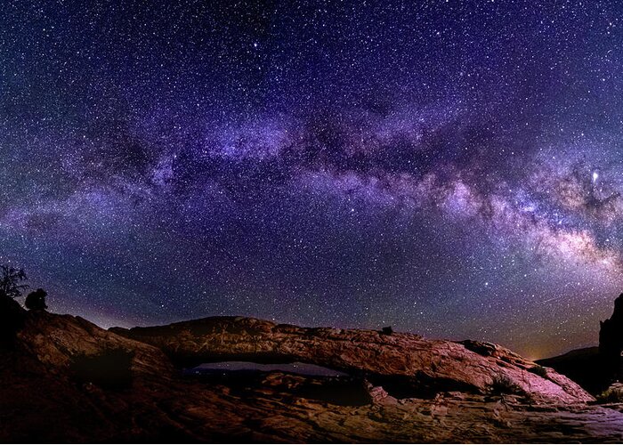 Mesa Greeting Card featuring the photograph Milky Way at Mesa Arch by Kenneth Everett