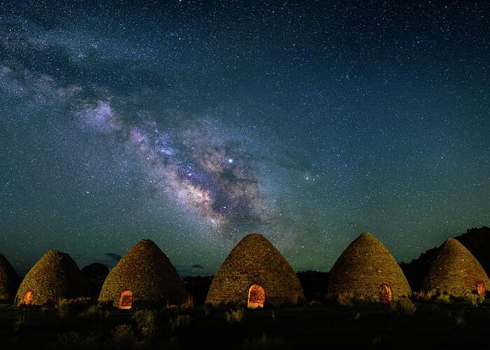 Milky Way Greeting Card featuring the photograph Milky Way Over Charcoal Ovens by Michael Ash