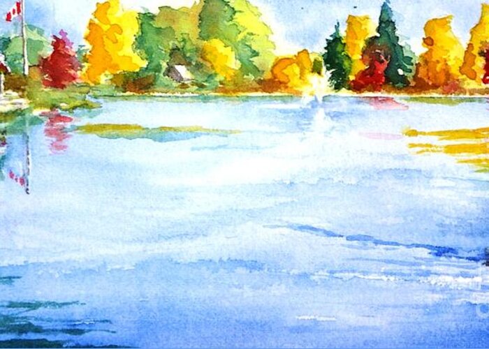 Pond Greeting Card featuring the painting Mill Pond by Petra Burgmann