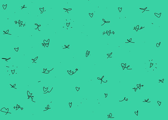 Mint Green Greeting Card featuring the drawing Mint Hearts by Ashley Rice