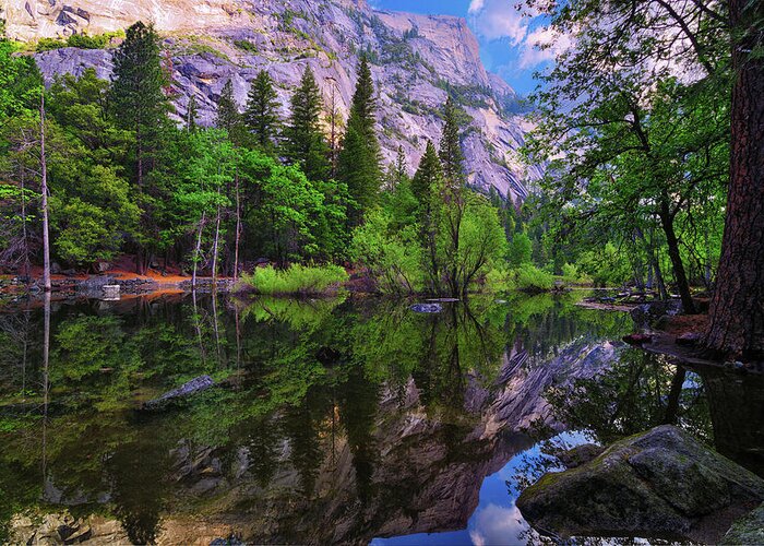 Mirror Lake Greeting Card featuring the photograph Mirror Lake Morning Reflections by Greg Norrell