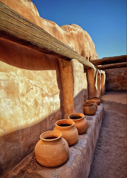 Old Pots Greeting Card featuring the photograph Mission at Tumacacori Arizona Pots by Catherine Walters