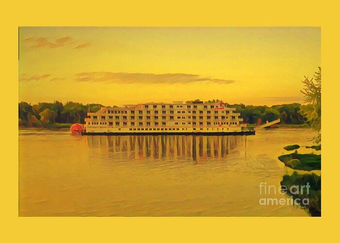 Mississippi River Greeting Card featuring the painting American Queen by Leo and Marilyn Smith