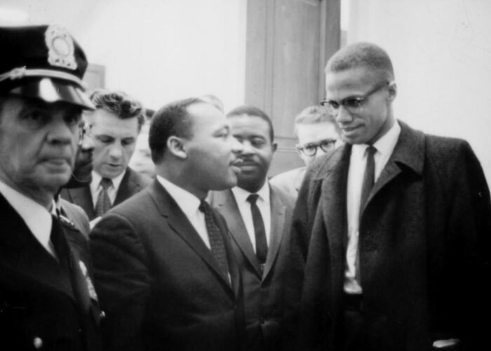 1963 Greeting Card featuring the photograph Mlk And Malcolm X, American Civil by Science Source
