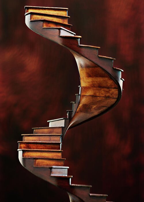 Wood Greeting Card featuring the photograph Model Of A Spiral Staircase by David Muir