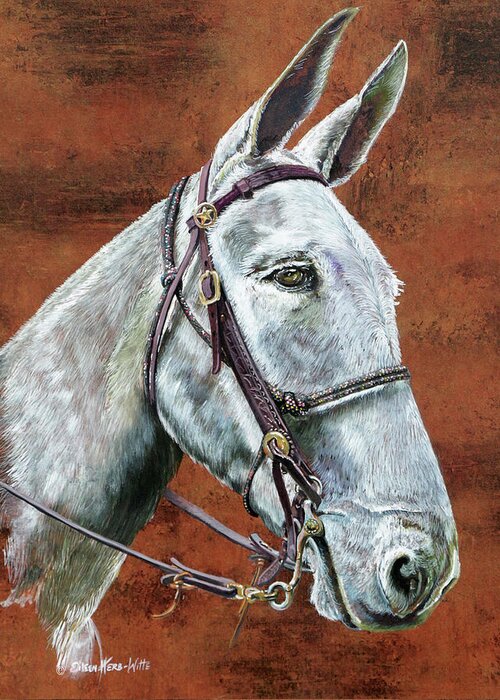 Molly Mule Greeting Card featuring the painting Molly Mule by Eileen Herb-witte