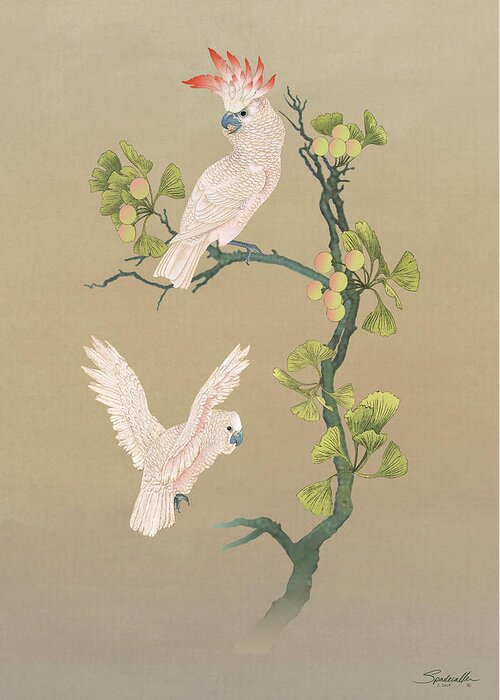 Birds Greeting Card featuring the digital art Moluccan Cockatoos by M Spadecaller