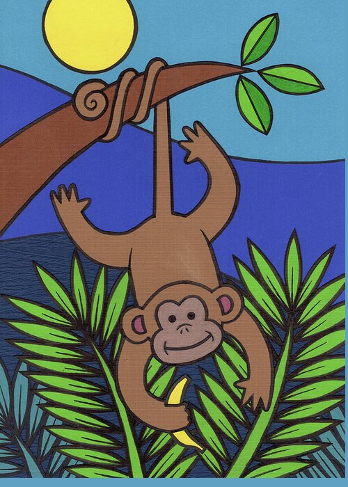 Monkey Greeting Card featuring the digital art Monkey by Denny Driver