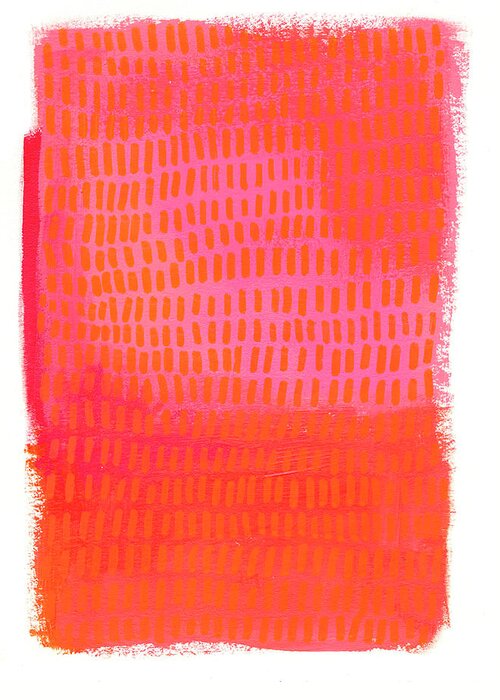 Abstract Art Greeting Card featuring the painting Monochrome Orange Pink by Jane Davies