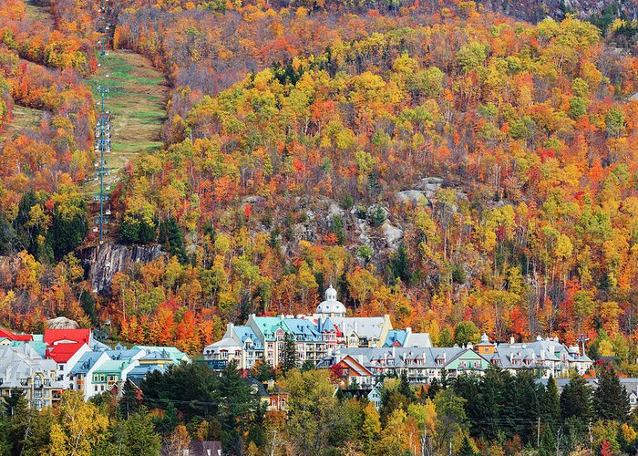 Built Structure Greeting Card featuring the photograph Mont Tremblant Village In Autumn by Ken Gillespie / Design Pics