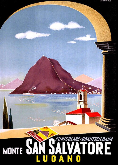 Monte Greeting Card featuring the digital art Monte San Salvatore, Lugano by Long Shot