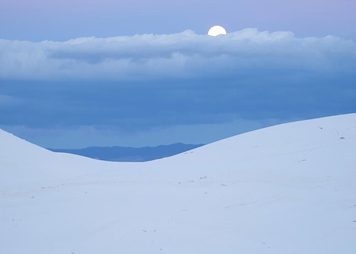00557664 Greeting Card featuring the photograph Moon And Dune, White Sands Nm, New Mexico by Tim Fitzharris