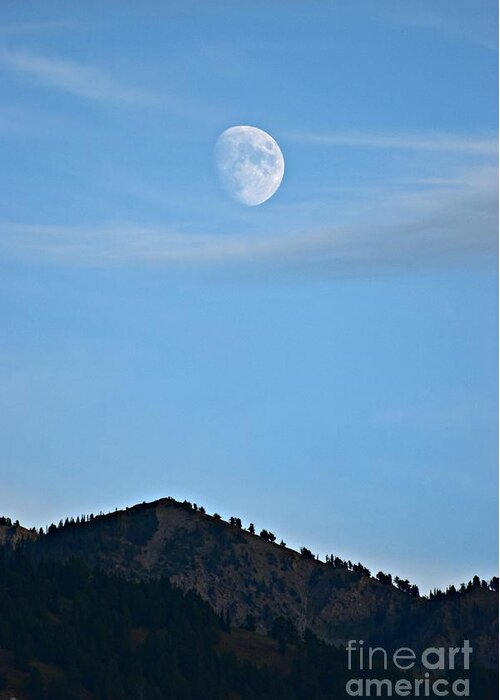 Moon Greeting Card featuring the photograph Moon Over the Mountains by Dorrene BrownButterfield