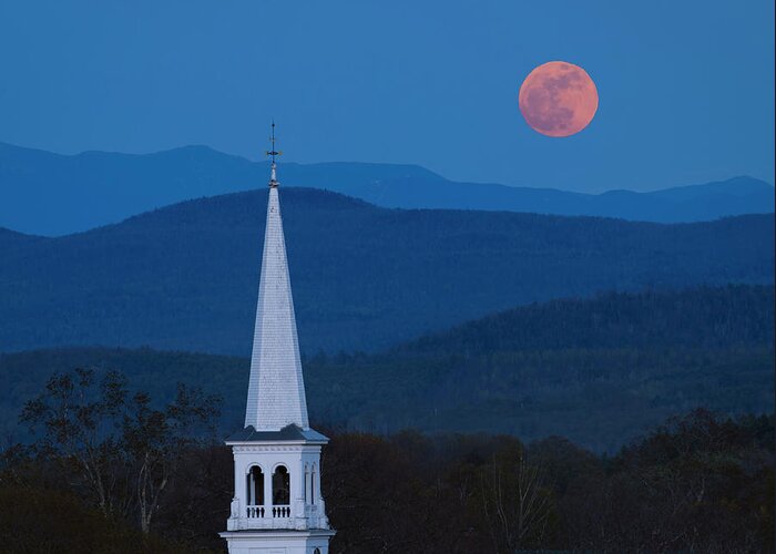 Moon Over Vermont Hills Greeting Card featuring the photograph Moon Over Vermont Hills by Michael Blanchette Photography