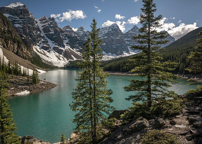 Tranquility Greeting Card featuring the photograph Moraine Lake by Gemma