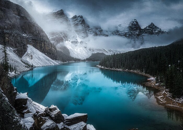 Landscape Greeting Card featuring the photograph Moraine Lake by Timo Heinz