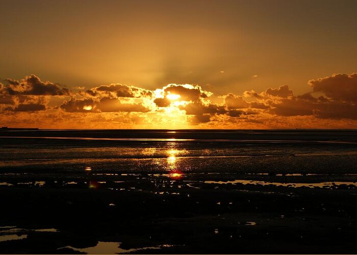 Morecambe Greeting Card featuring the photograph Morecambe Bay Sunset. by Lachlan Main