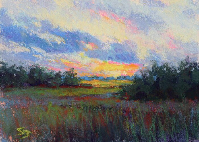 Sunset Greeting Card featuring the painting Morning Blessings by Susan Jenkins