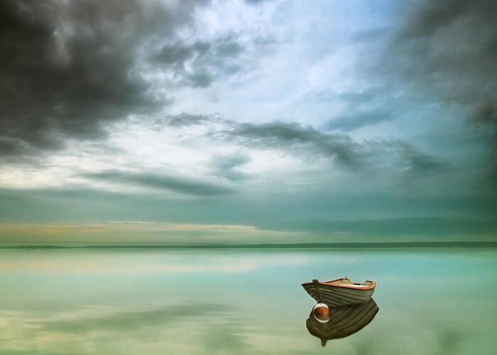 Boat Greeting Card featuring the photograph Morning Calm... by Krzysztof Browko