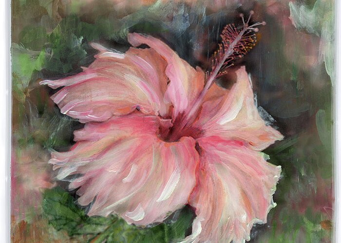 Hibiscus Greeting Card featuring the painting Morning by Maria Trad