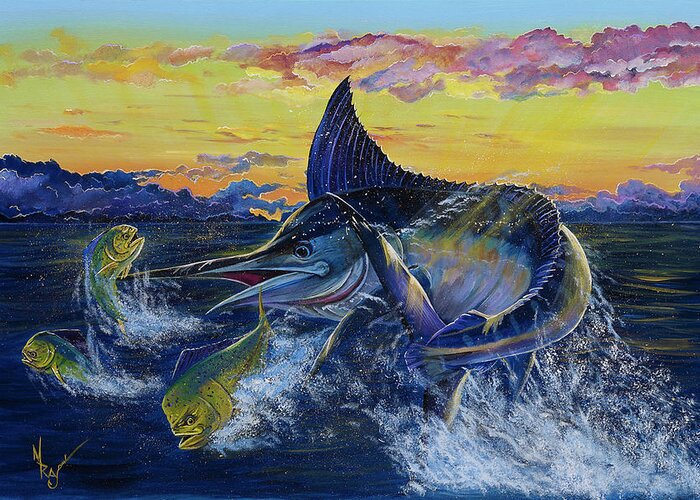 Marlin Greeting Card featuring the painting Morning Meal by Mark Ray