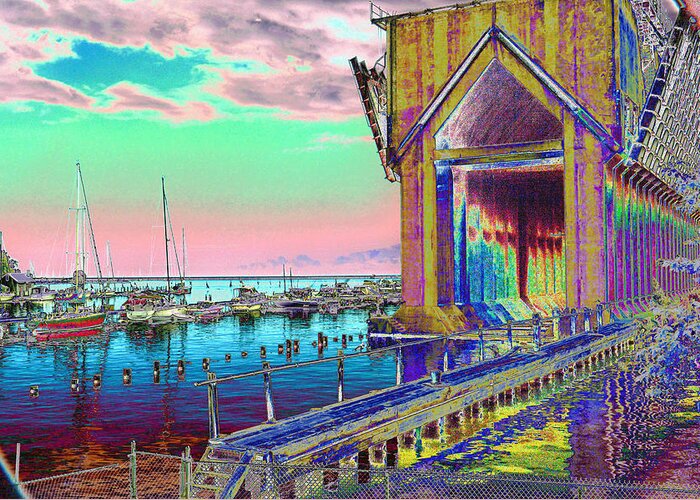 Marquette Ore Dock Greeting Card featuring the photograph Morning Pink Marquette Ore Dock by Tom Kelly
