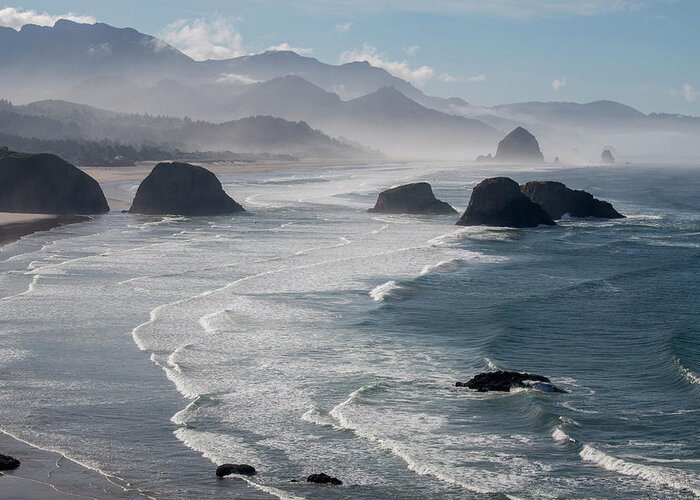 Stillness Greeting Card featuring the photograph Morning View From Ecola Point by Robbert Mulder