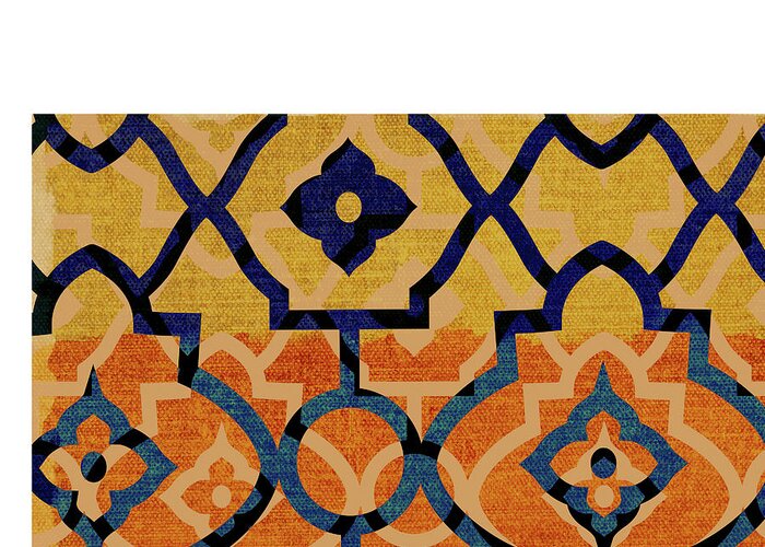 Decorative Greeting Card featuring the painting Morocco Tile V by Ricki Mountain