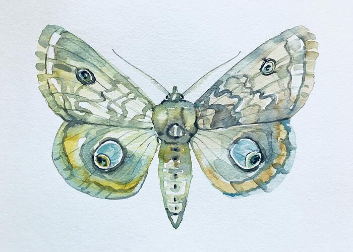Moth Greeting Card featuring the painting Moth by Luisa Millicent