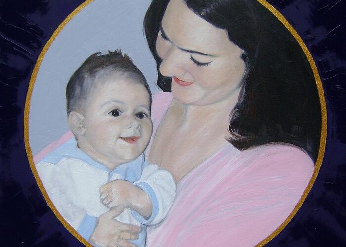 Mother And Child Greeting Card featuring the painting Mother and Child by Therese Legere