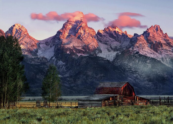 Tetons Greeting Card featuring the photograph Moulton Barn by Leland D Howard