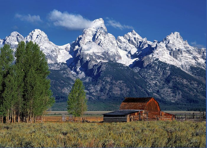 Altitude Greeting Card featuring the photograph Moulton Barn Tetons by Leland D Howard