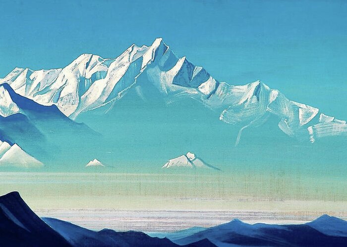 Nicholas Roerich Greeting Card featuring the painting Mount of five treasures - Digital Remastered Edition by Nicholas Roerich