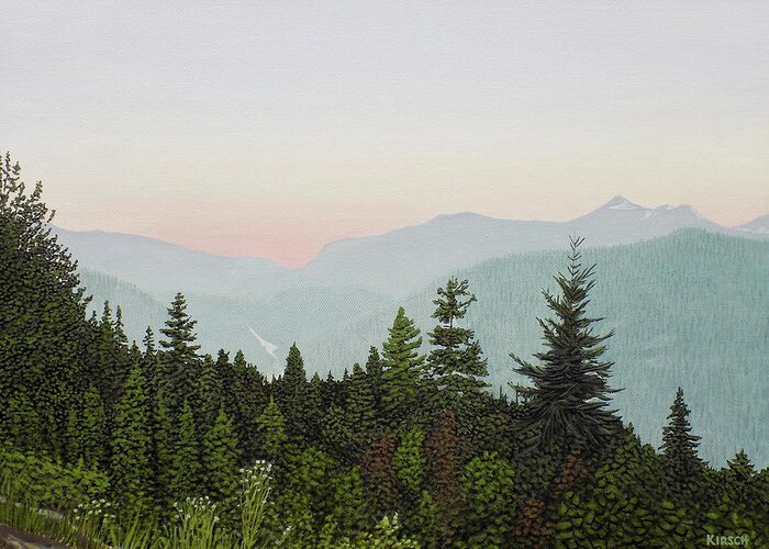 Mountains Greeting Card featuring the painting Mountain Dusk by Kenneth M Kirsch