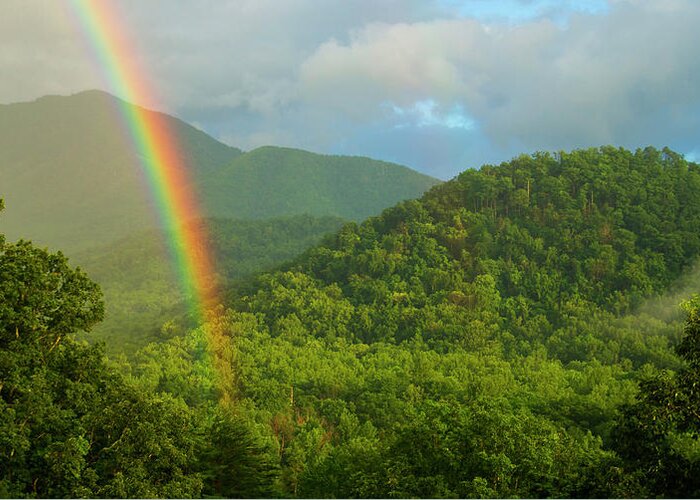 Rainbow Greeting Card featuring the photograph Mountain Rainbow 2 by Larry Bohlin