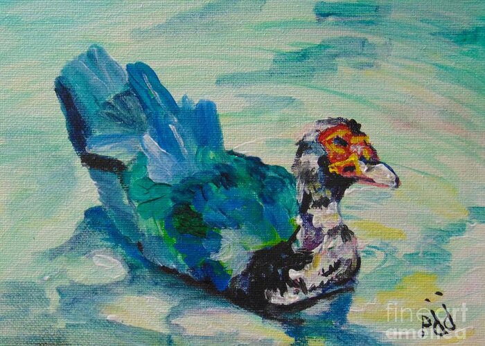 Muscovy Greeting Card featuring the painting Muscovy by Saundra Johnson
