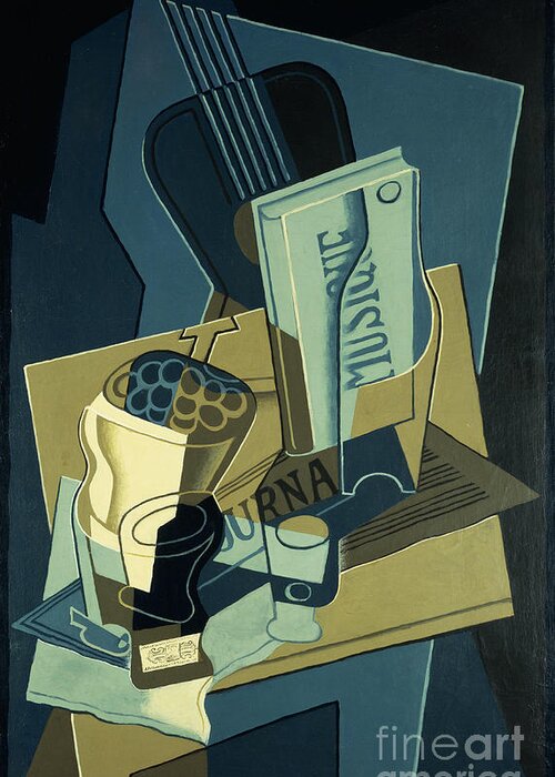 1920s Greeting Card featuring the painting Music Book; Le Cahier De Musique, 1922 by Juan Gris