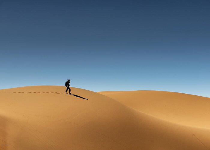 Tracks Greeting Card featuring the photograph My Way Up To Morrocco by Gina Buliga